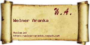 Welner Aranka névjegykártya
